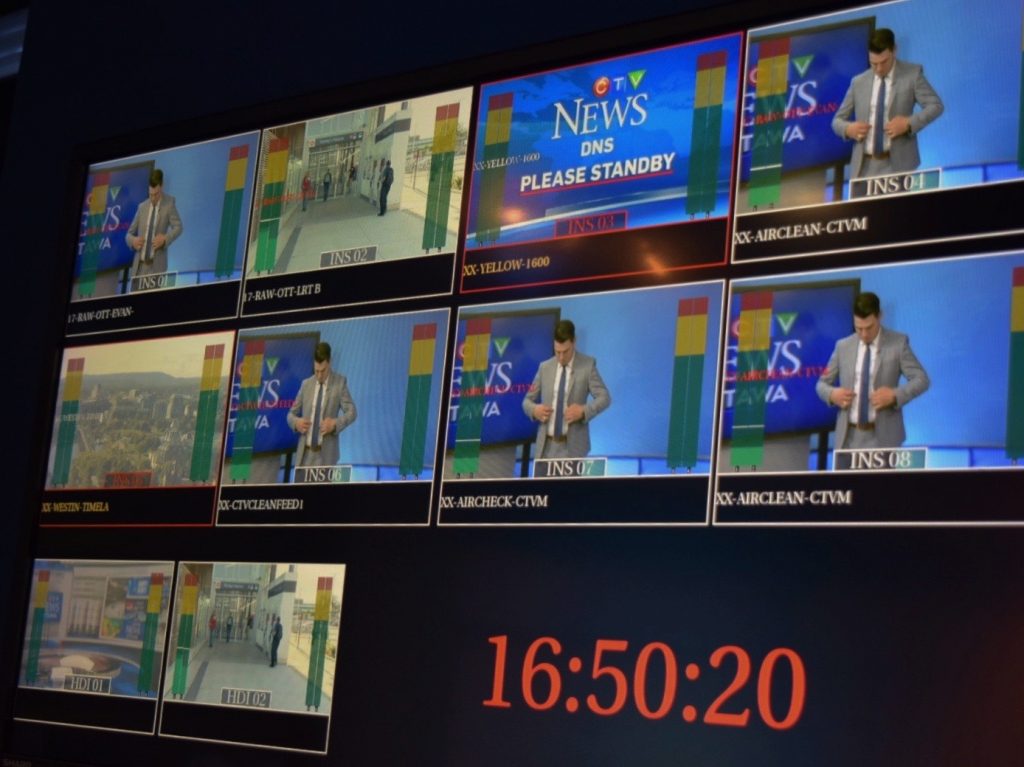 A screen depicts various camera feeds.