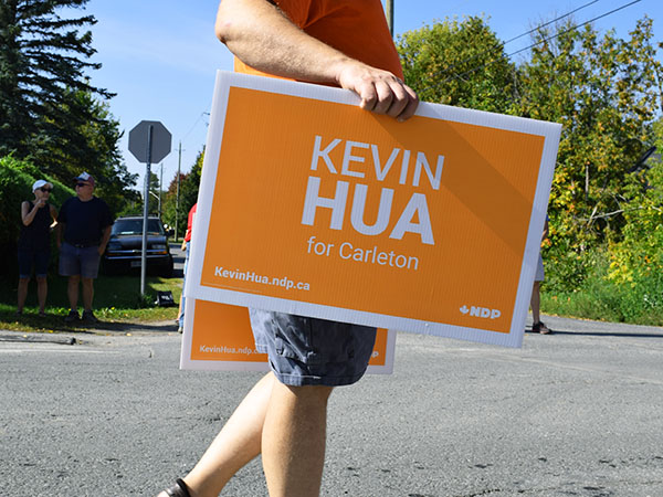 A Kevin Hua for Carleton sign.