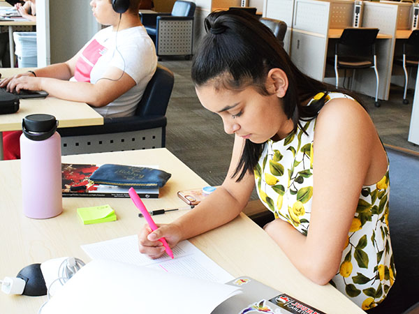 Knight studying in MacOdrum Library.