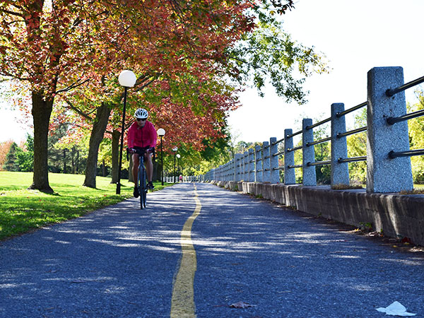 A biker by the Rideau Canal.