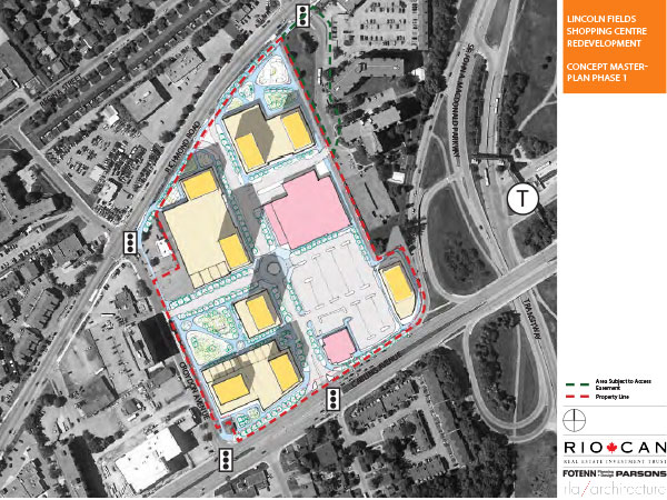 RioCan's concept master plan for the Lincoln Fields redevelopment project. 