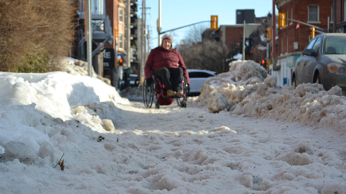 “The city needs to accommodate us”: Sidewalk snow an annual roadblock for people with mobility issues
