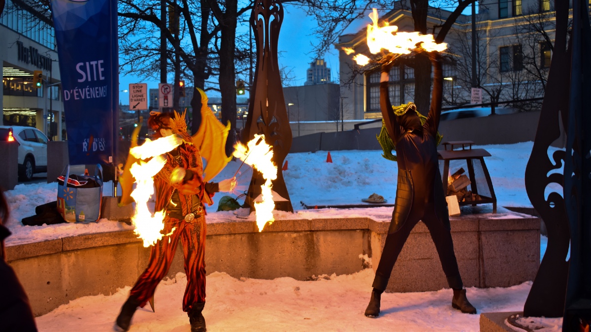 Two dancers launch Winterlude with their fire performance Friday evening.
[Photo © Georgia Andromidas]