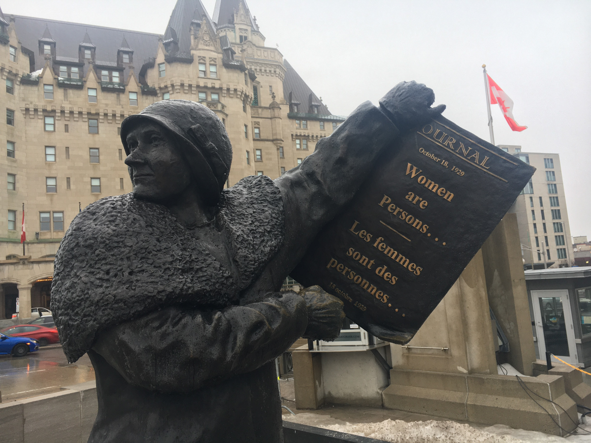 Picture of the Famous Five Monument that is located on Elgin and Wellington Street [Photo © Merna Emara] 