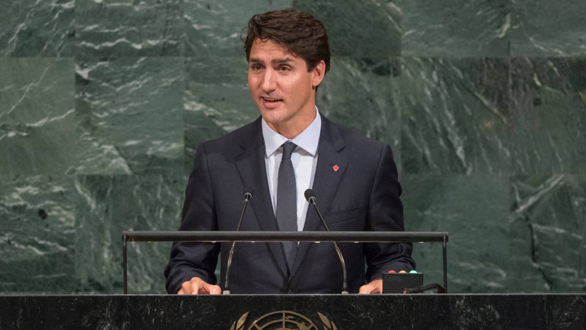 Justin Trudeau addressing the General Assembly of the United Nations in 2017