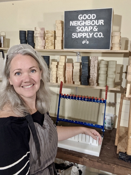 Meredith Newberry with her at home soap workshop