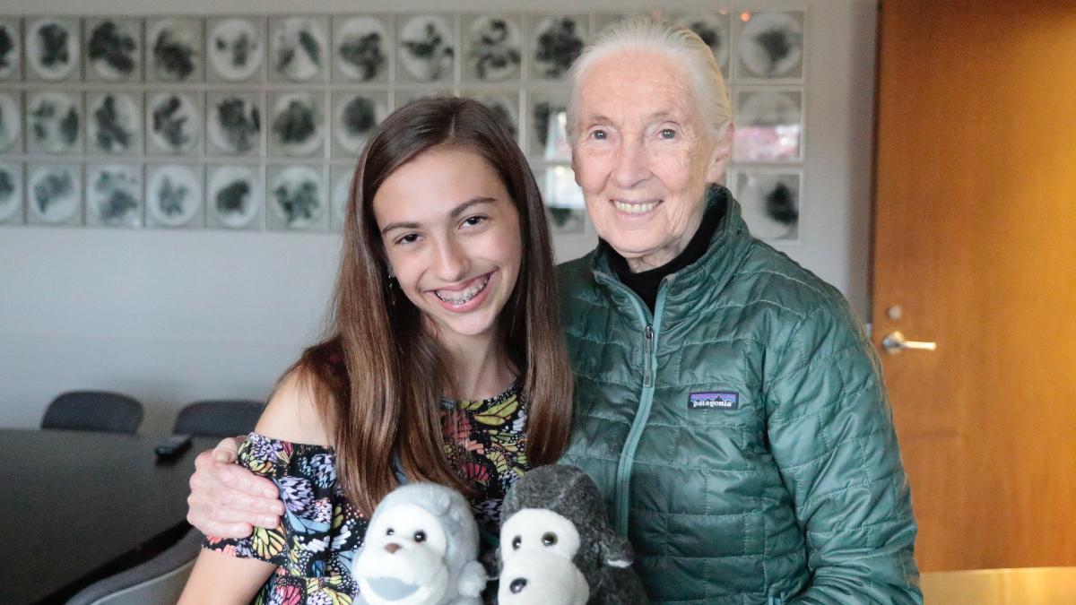 Genevieve Leroux and Jane Goodall