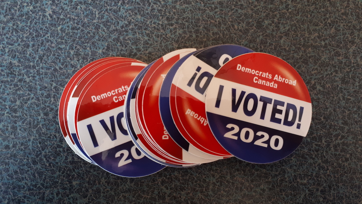 I voted stickers Democrats Abroad Canada