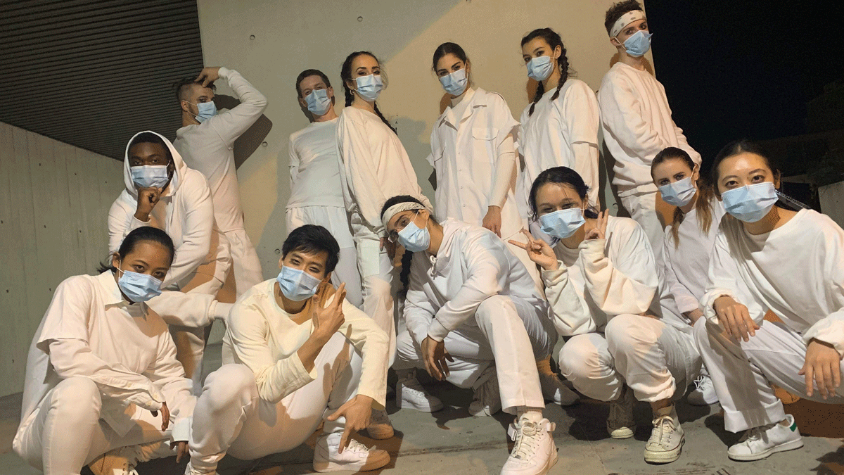 Dancers from Culture Shock Ottawa wearing masks to film their dance video project