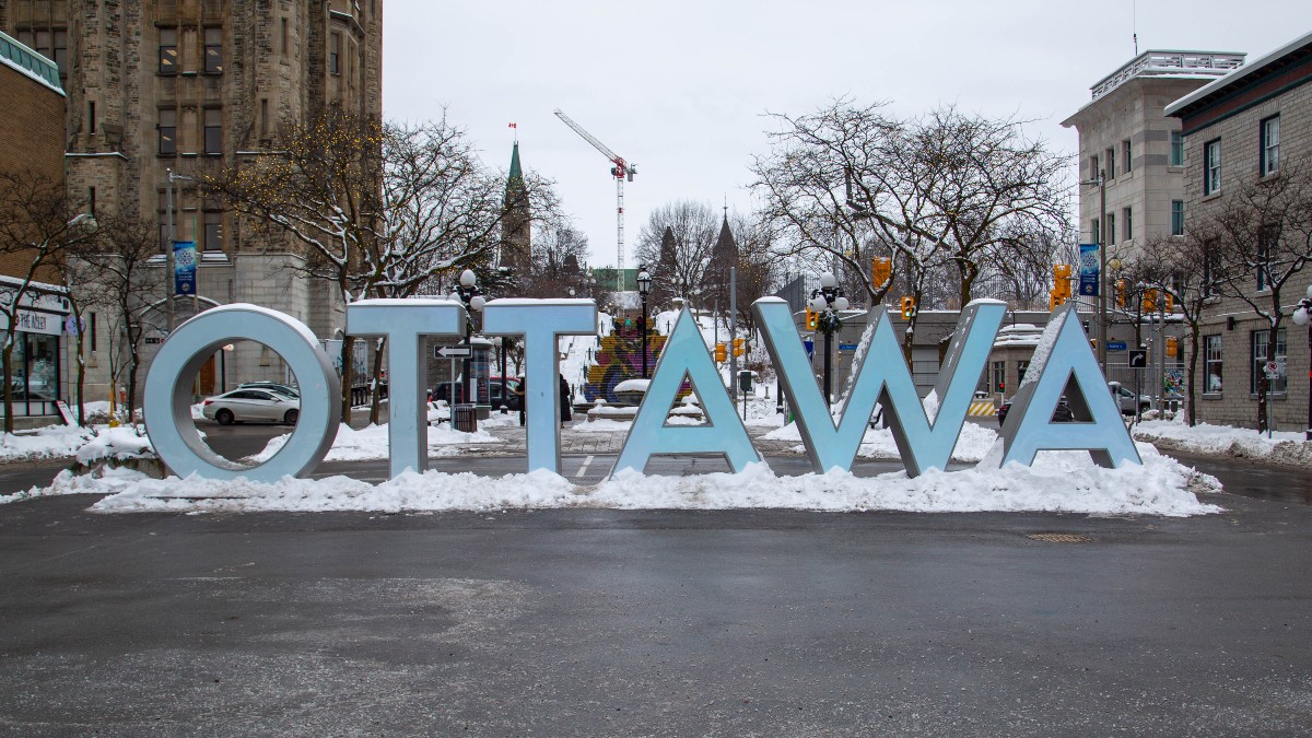 Ottawa sign in the winter.