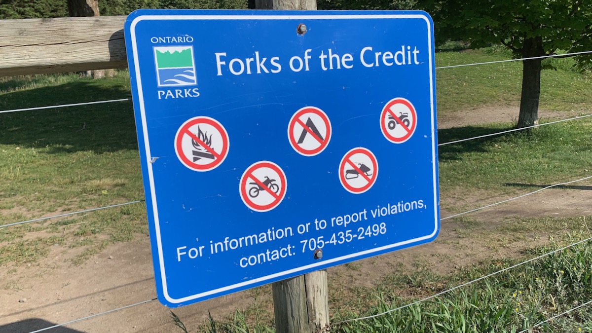 A sign for Forks of the Credit Park.
