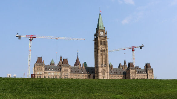 Parliament Hill Buildings with crane in background