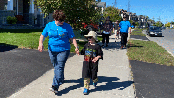 Stephanie Lingard is walking with her son Danny.