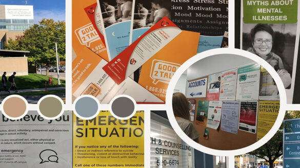 Collage of mental health brochures and posters