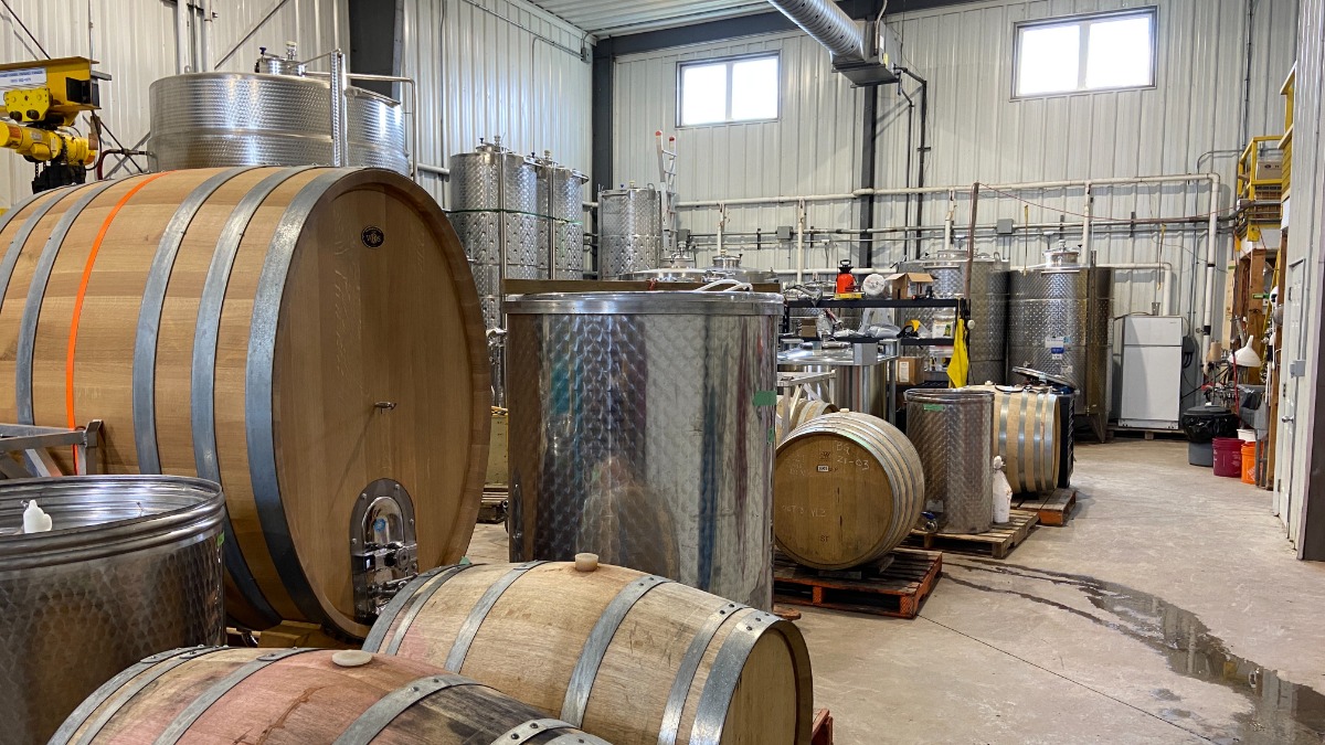 Rosehall Run Vineyards imports oak barrels from France and uses steel tanks as "neutral" vessels. [Jonathan Got © 2021]]