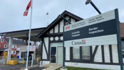 Canadian border checkpoint on the north side of Rue Canusa. [Photo: Jonathan Got © 2021]