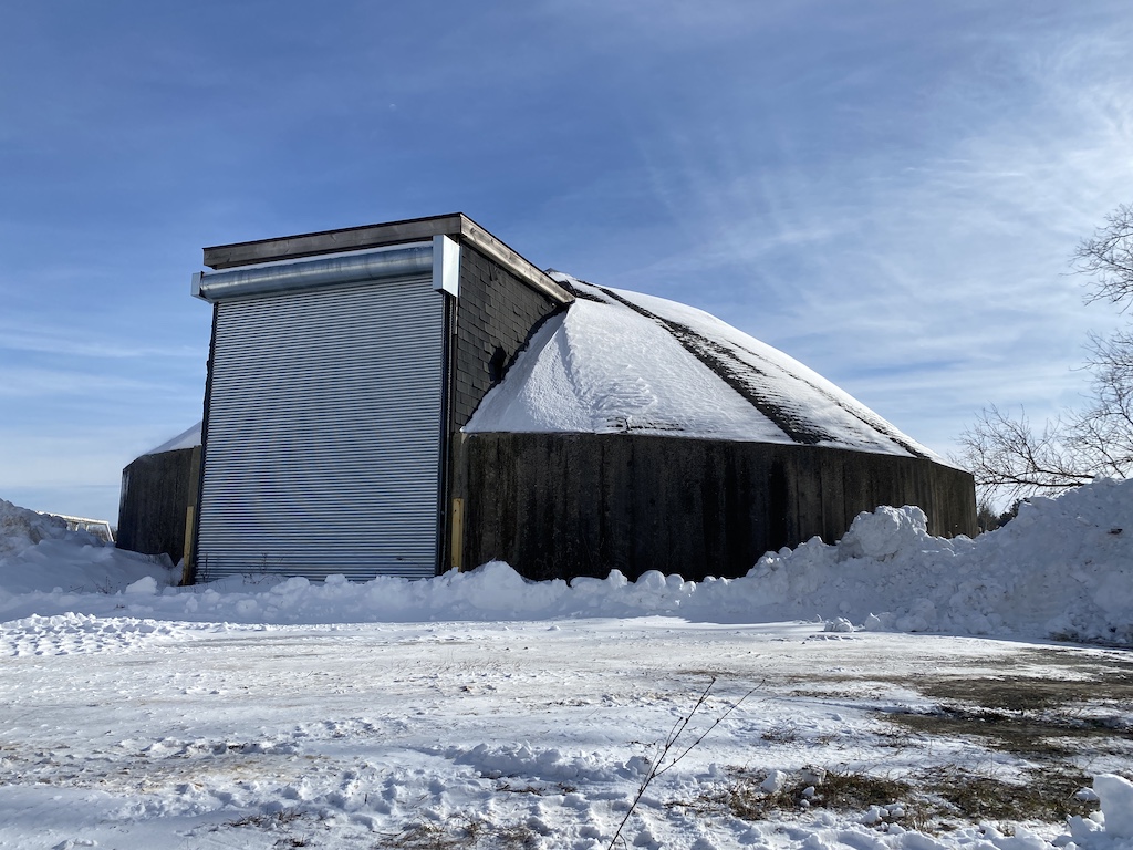 Salt dome storage unit in Escott, Ontario. 