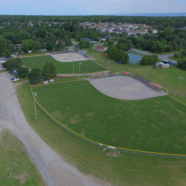 Two softball diamonds.