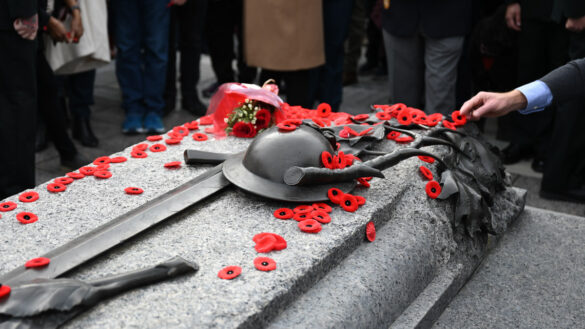 Red poppies line the Tomb of the Unknown Soldier