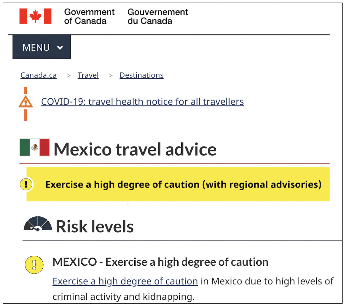 mexico travel government of canada