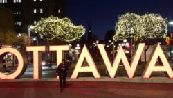 The Ottawa sign lit up at nighttime in the ByWard Market. [Photo courtesy Juliana Italiano]