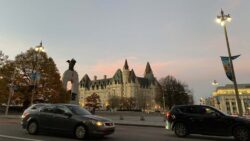 The Chateau Laurier at sunset.