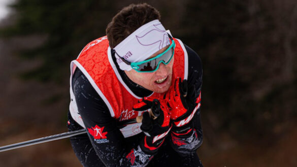 A man is pictured cross-country skiing