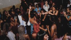 A crowd of Black women dancing